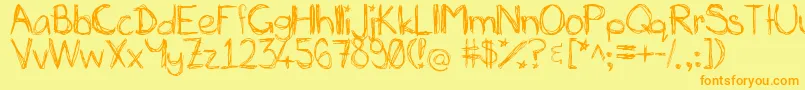 Miasscribblings-fontti – oranssit fontit keltaisella taustalla