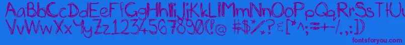 Miasscribblings-Schriftart – Violette Schriften auf blauem Hintergrund