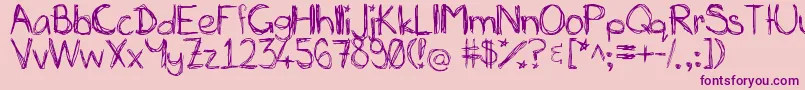 フォントMiasscribblings – ピンクの背景に紫のフォント
