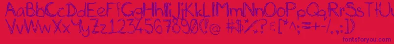 Miasscribblings-fontti – violetit fontit punaisella taustalla