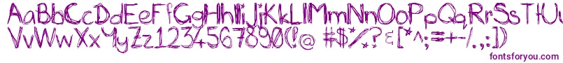 フォントMiasscribblings – 白い背景に紫のフォント