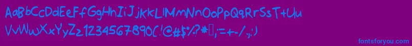 Jotdownsomenotes-Schriftart – Blaue Schriften auf violettem Hintergrund