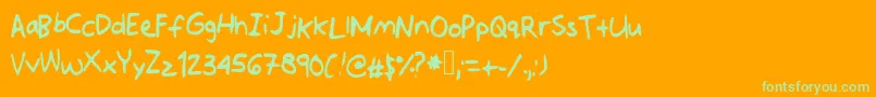 Jotdownsomenotes Font – Green Fonts on Orange Background