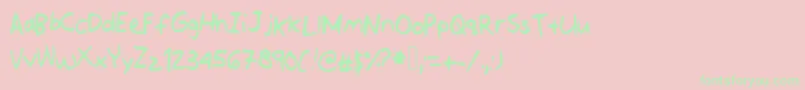 Jotdownsomenotes Font – Green Fonts on Pink Background