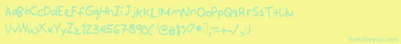 Czcionka Jotdownsomenotes – zielone czcionki na żółtym tle