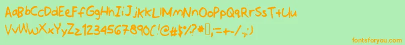 Jotdownsomenotes Font – Orange Fonts on Green Background