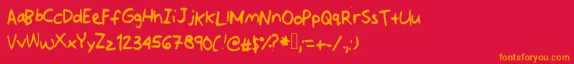 Jotdownsomenotes Font – Orange Fonts on Red Background