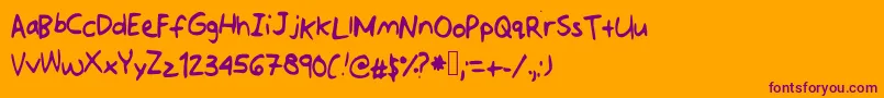 フォントJotdownsomenotes – オレンジの背景に紫のフォント