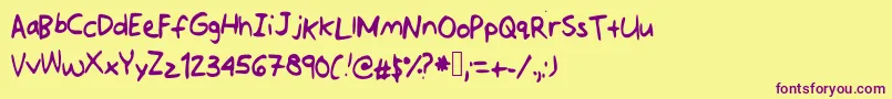 Jotdownsomenotes Font – Purple Fonts on Yellow Background