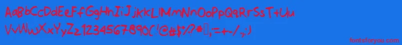 フォントJotdownsomenotes – 赤い文字の青い背景