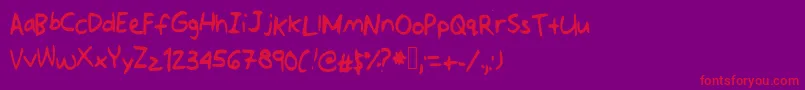 Jotdownsomenotes Font – Red Fonts on Purple Background