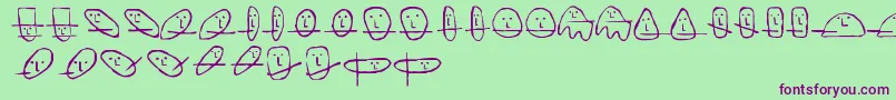 UnusualSuspectsSquareEyes Font – Purple Fonts on Green Background