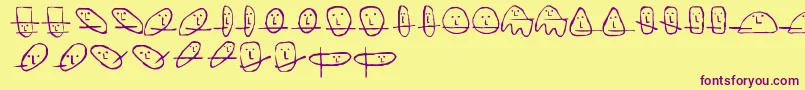 UnusualSuspectsSquareEyes Font – Purple Fonts on Yellow Background
