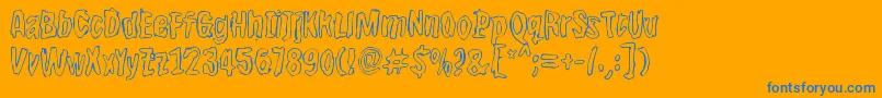 Bwherogreezero-Schriftart – Blaue Schriften auf orangefarbenem Hintergrund