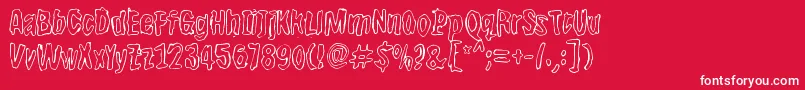 Fonte Bwherogreezero – fontes brancas em um fundo vermelho