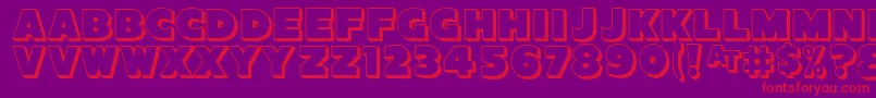 Weitere Informationen zur SansPosterBold3DJl-Schriftart SansPosterBold3DJl-Schriftart – Rote Schriften auf violettem Hintergrund