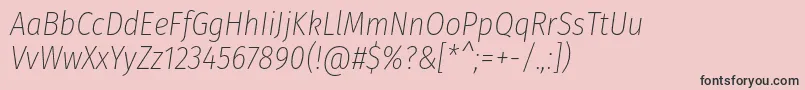 フォントFirasanscondensedUltralightitalic – ピンクの背景に黒い文字