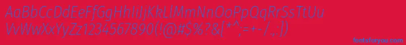 フォントFirasanscondensedUltralightitalic – 赤い背景に青い文字