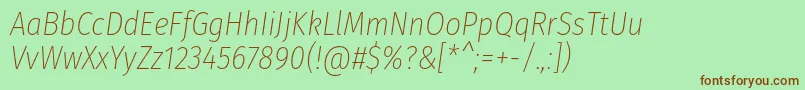 FirasanscondensedUltralightitalic Font – Brown Fonts on Green Background