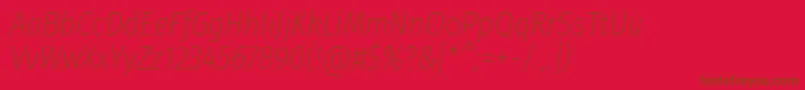フォントFirasanscondensedUltralightitalic – 赤い背景に茶色の文字