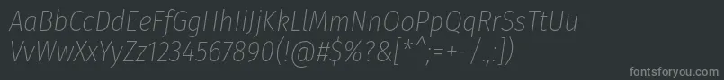 フォントFirasanscondensedUltralightitalic – 黒い背景に灰色の文字