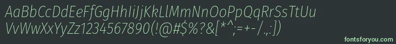 Czcionka FirasanscondensedUltralightitalic – zielone czcionki na czarnym tle