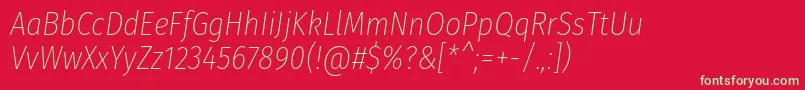 フォントFirasanscondensedUltralightitalic – 赤い背景に緑の文字