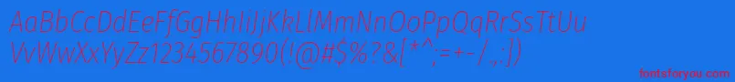 フォントFirasanscondensedUltralightitalic – 赤い文字の青い背景