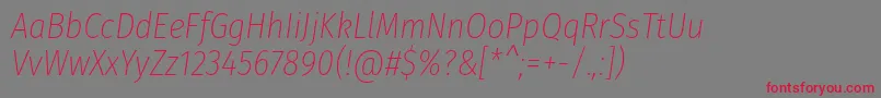 FirasanscondensedUltralightitalic Font – Red Fonts on Gray Background