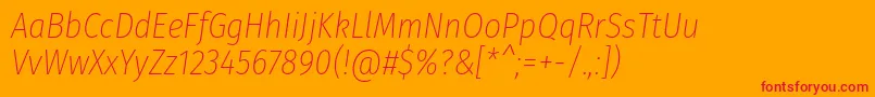 FirasanscondensedUltralightitalic-fontti – punaiset fontit oranssilla taustalla