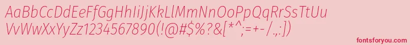 FirasanscondensedUltralightitalic Font – Red Fonts on Pink Background
