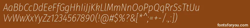 フォントFirasanscondensedUltralightitalic – 茶色の背景に白い文字