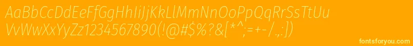 FirasanscondensedUltralightitalic Font – Yellow Fonts on Orange Background