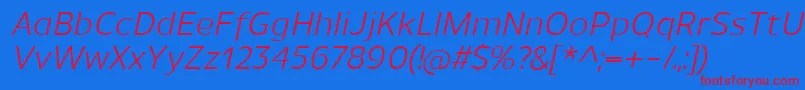 UnimanItalic Font – Red Fonts on Blue Background