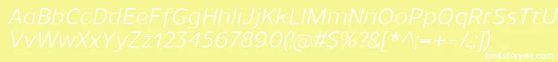 フォントUnimanItalic – 黄色い背景に白い文字