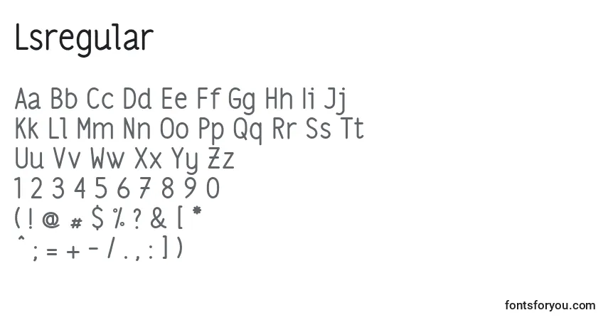 Czcionka Lsregular – alfabet, cyfry, specjalne znaki