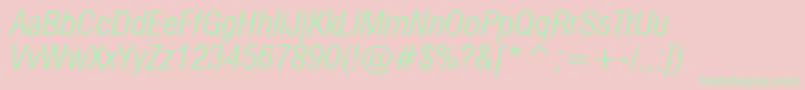 Swiss721CondensedItalicBt Font – Green Fonts on Pink Background