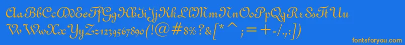 Gandon-Schriftart – Orangefarbene Schriften auf blauem Hintergrund