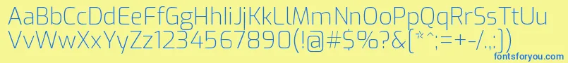 ExoExtralight Font – Blue Fonts on Yellow Background