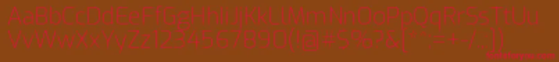 ExoExtralight-Schriftart – Rote Schriften auf braunem Hintergrund