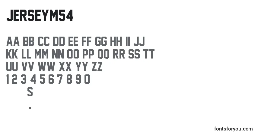 Schriftart JerseyM54 – Alphabet, Zahlen, spezielle Symbole