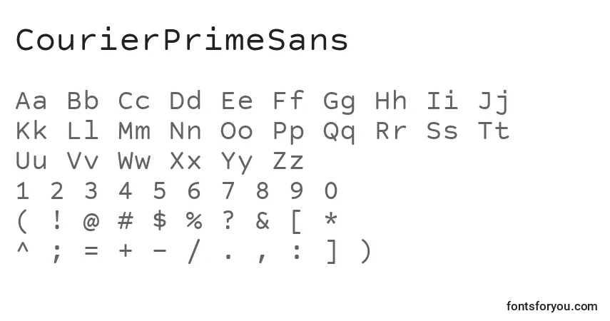 Schriftart CourierPrimeSans – Alphabet, Zahlen, spezielle Symbole