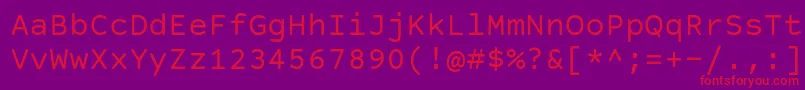 フォントCourierPrimeSans – 紫の背景に赤い文字