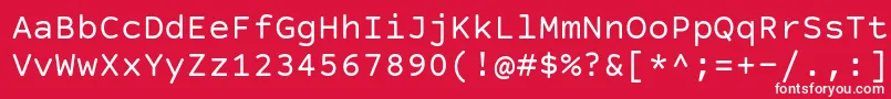 CourierPrimeSans-Schriftart – Weiße Schriften auf rotem Hintergrund