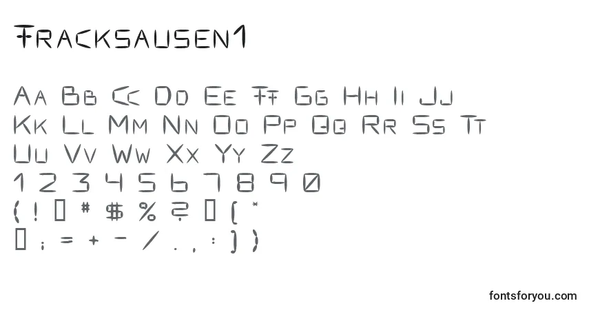 Czcionka Fracksausen1 – alfabet, cyfry, specjalne znaki