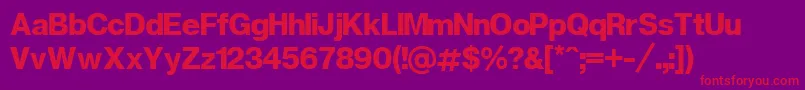 Geneva-Schriftart – Rote Schriften auf violettem Hintergrund