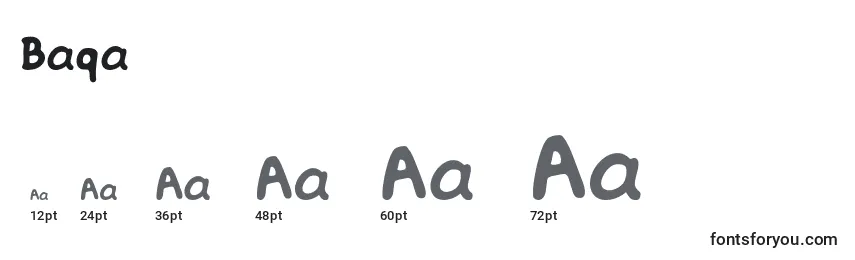 Размеры шрифта Baqa