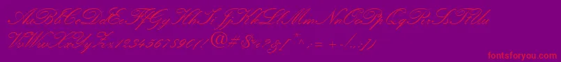 KuenstlerScriptLtBold-Schriftart – Rote Schriften auf violettem Hintergrund