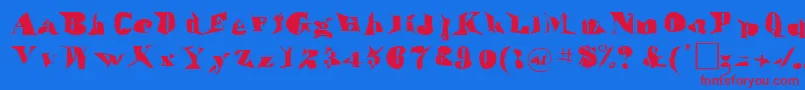 MothaRegular Font – Red Fonts on Blue Background