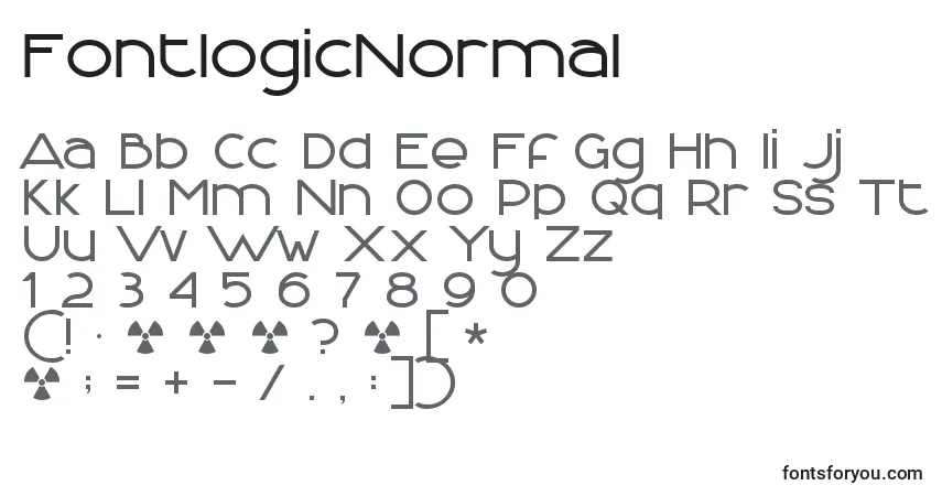 Schriftart FontlogicNormal – Alphabet, Zahlen, spezielle Symbole